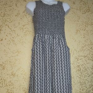 Dex Black and White Geometric Midi Dress